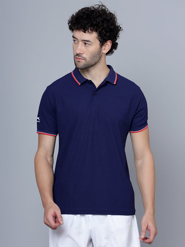 DualHue Tipped Polo T-Shirt |Navy|