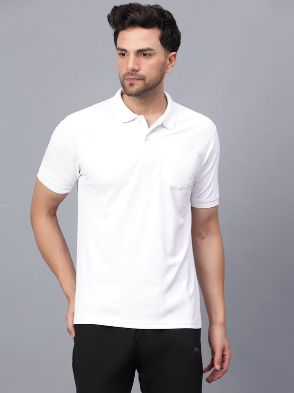 DualHue Tipped Polo T-Shirt |White|