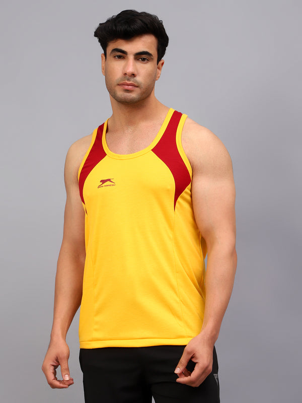 Gym Vest | Yellow-Maroon