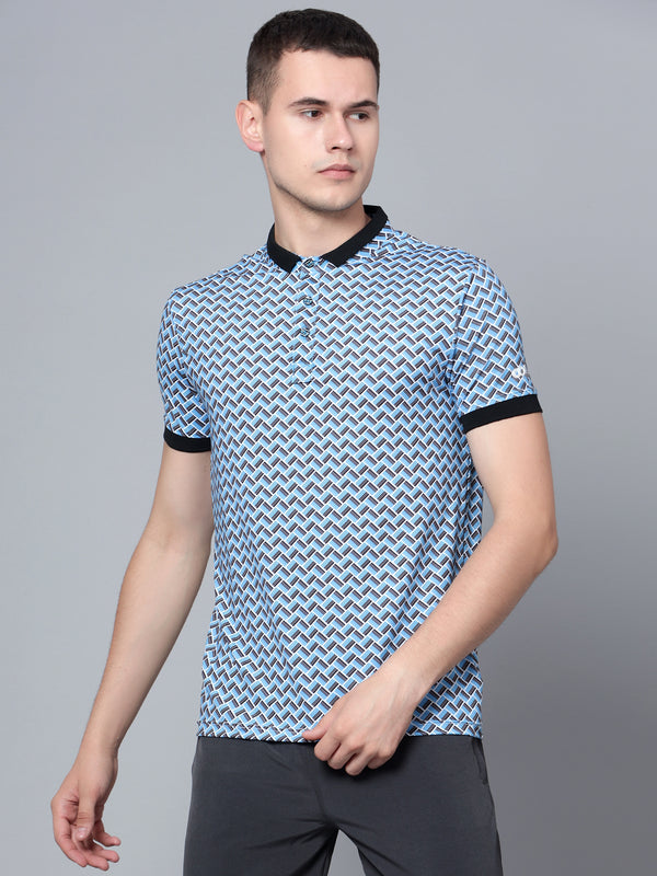 T Shirt |Tessellation Polo|Cyan Black|