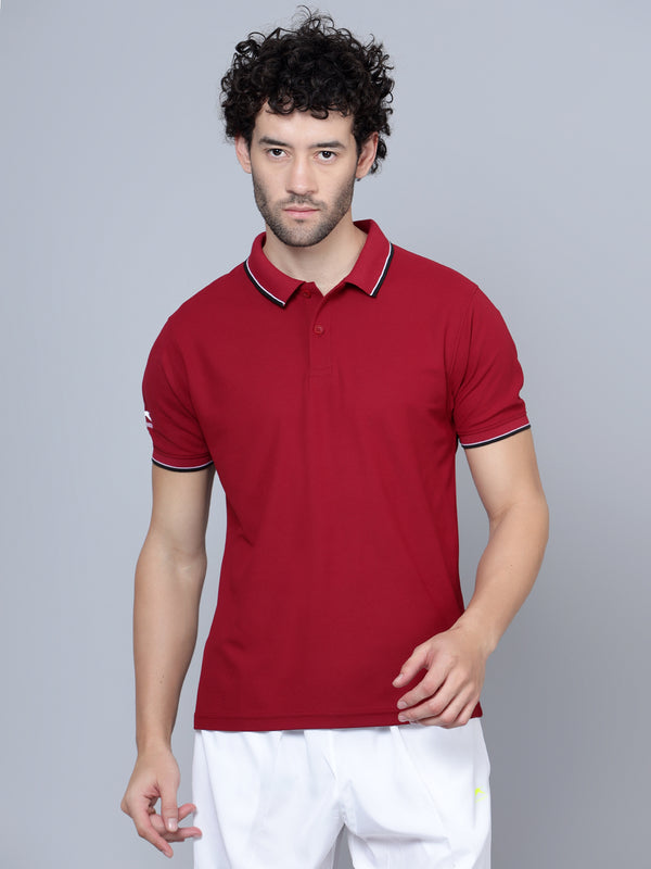 DualHue Tipped Polo T-Shirt |Maroon|