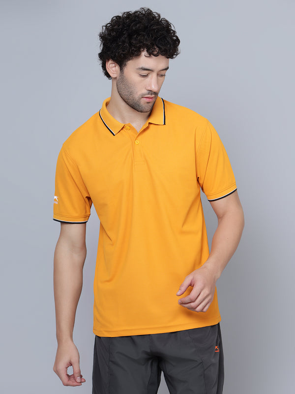 DualHue Tipped Polo T-Shirt |Mustard|