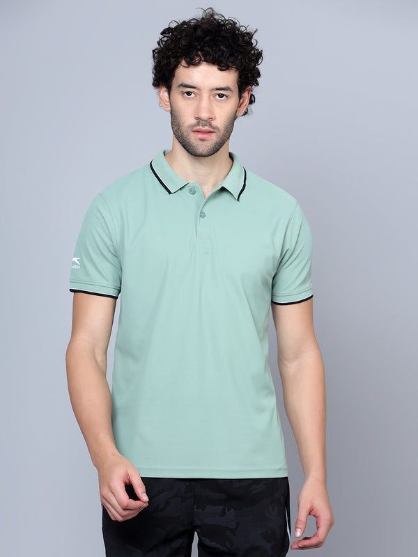 DualHue Tipped Polo T-Shirt |Saga Green|