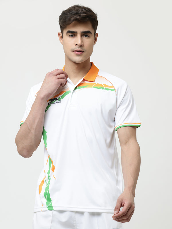 Polo Jersey |India Game|White Orange Green|