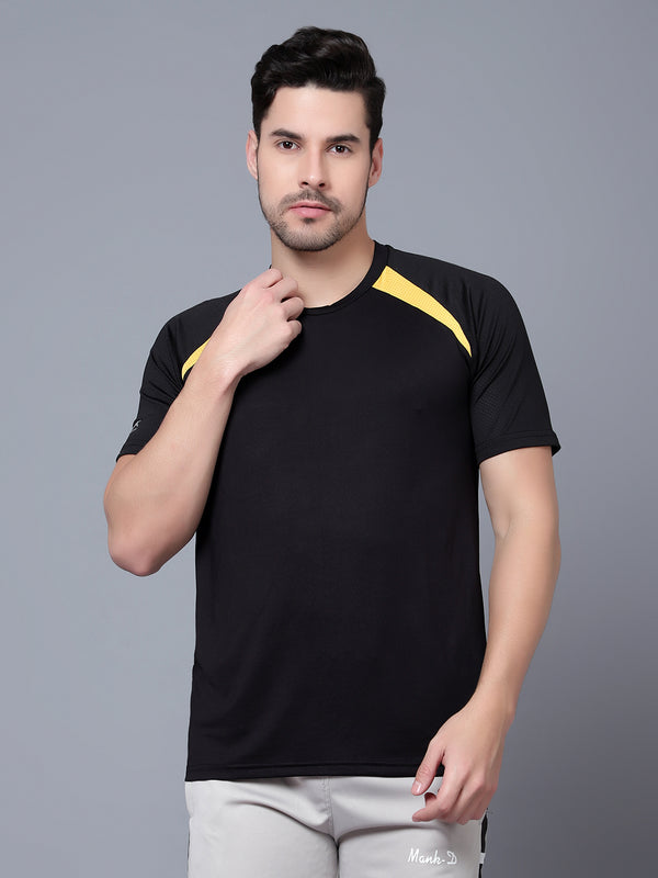 T Shirt|Fit Brust Polo|Black Yellow|