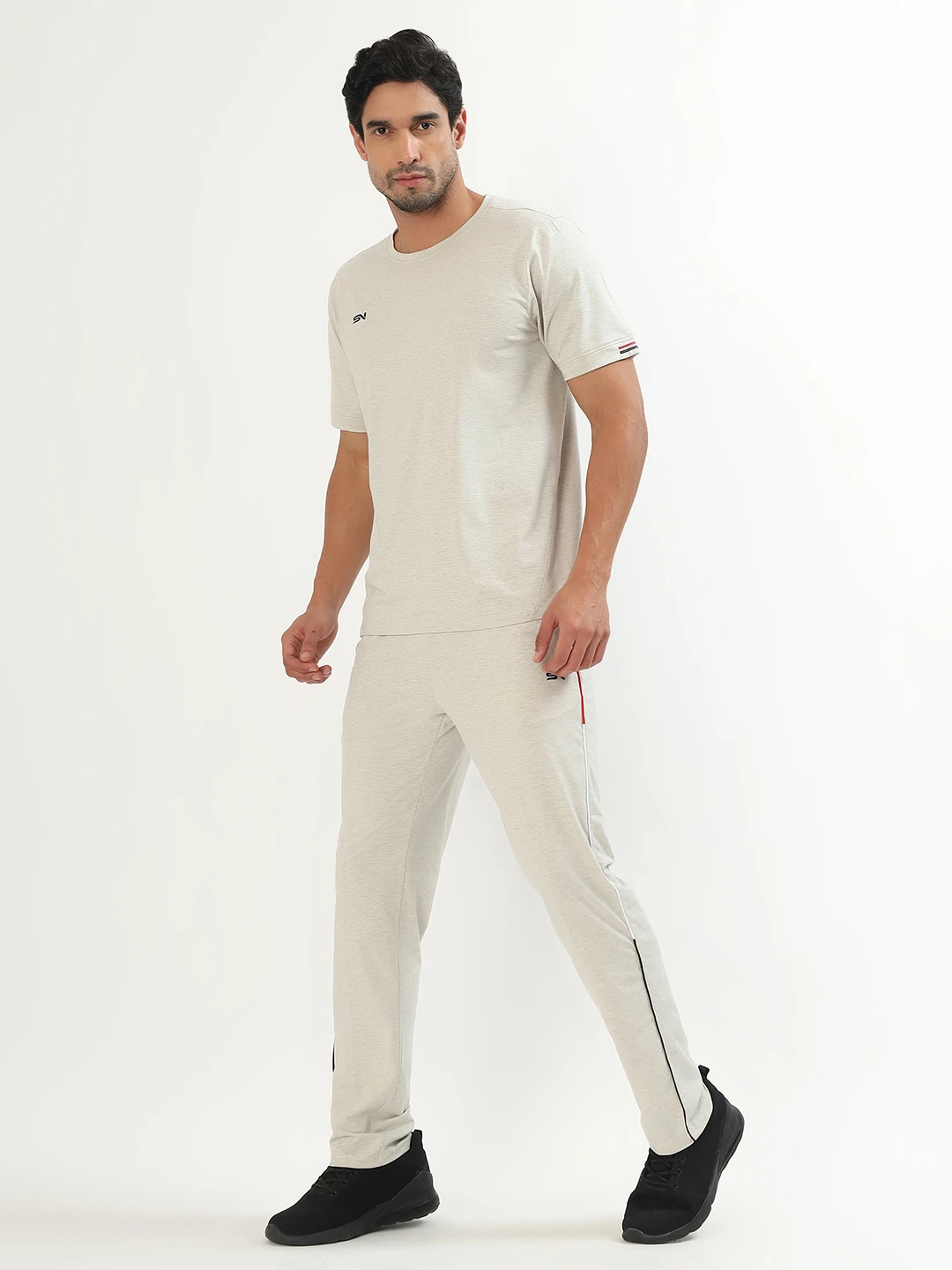 Men's Beige White Gym Wear Co Ord Set for Men Online