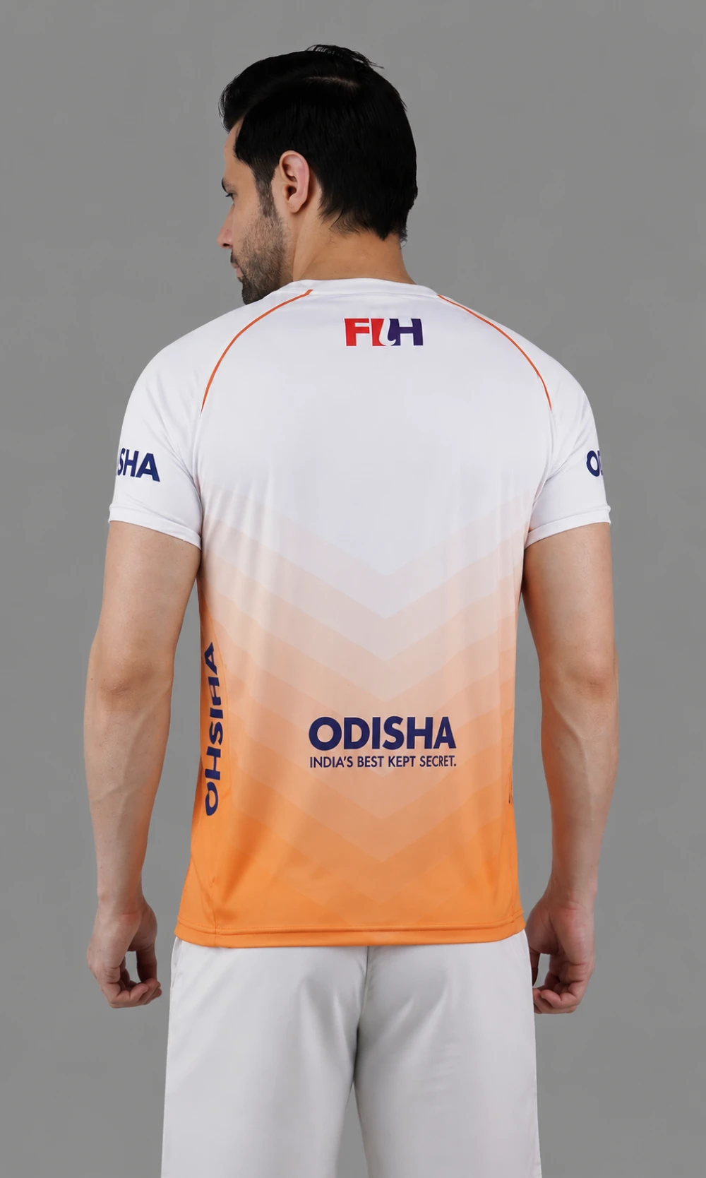 India Hockey Jersey White Orange by Shiv Naresh