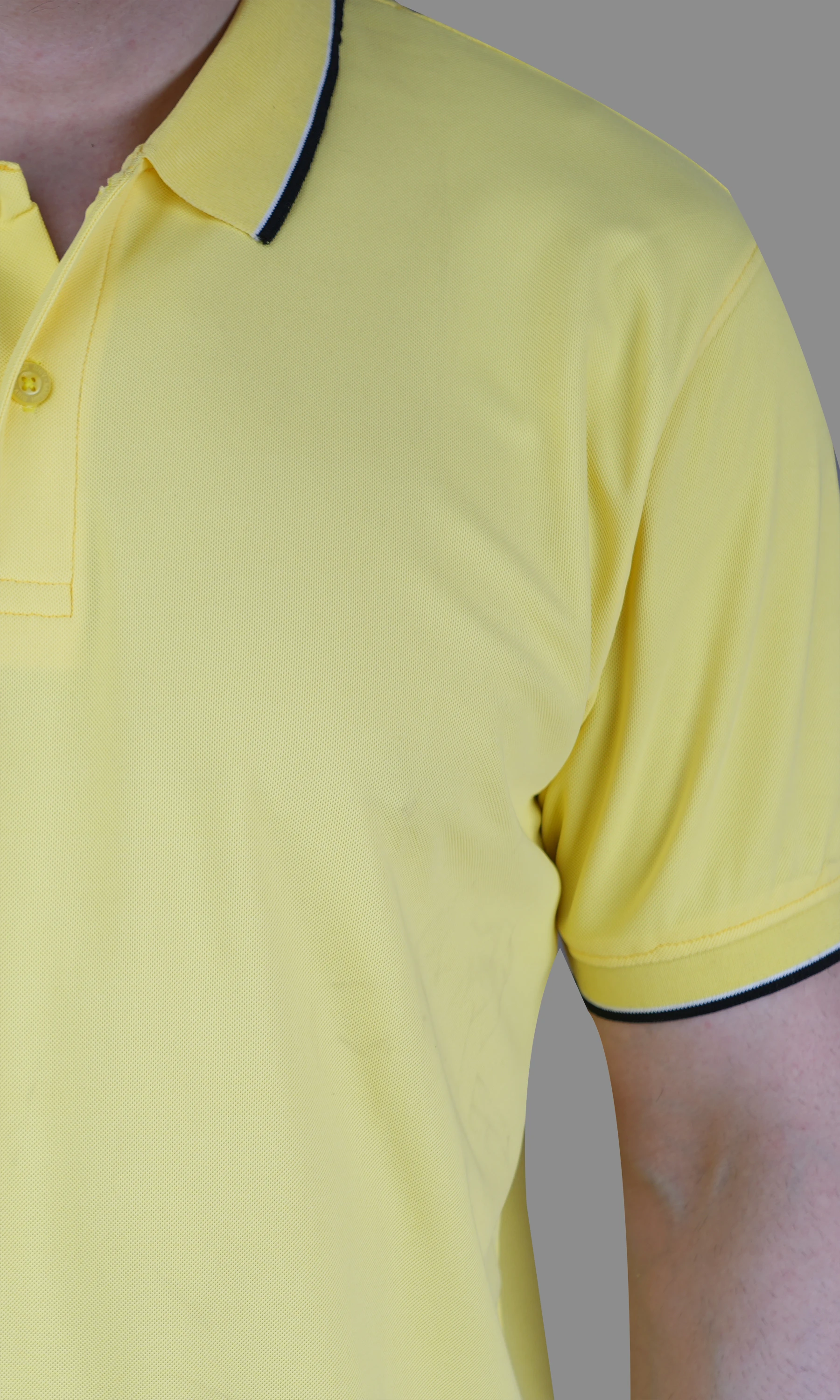 DualHue Tipped Polo T-Shirt Regular Fit Lemon by Shiv Naresh