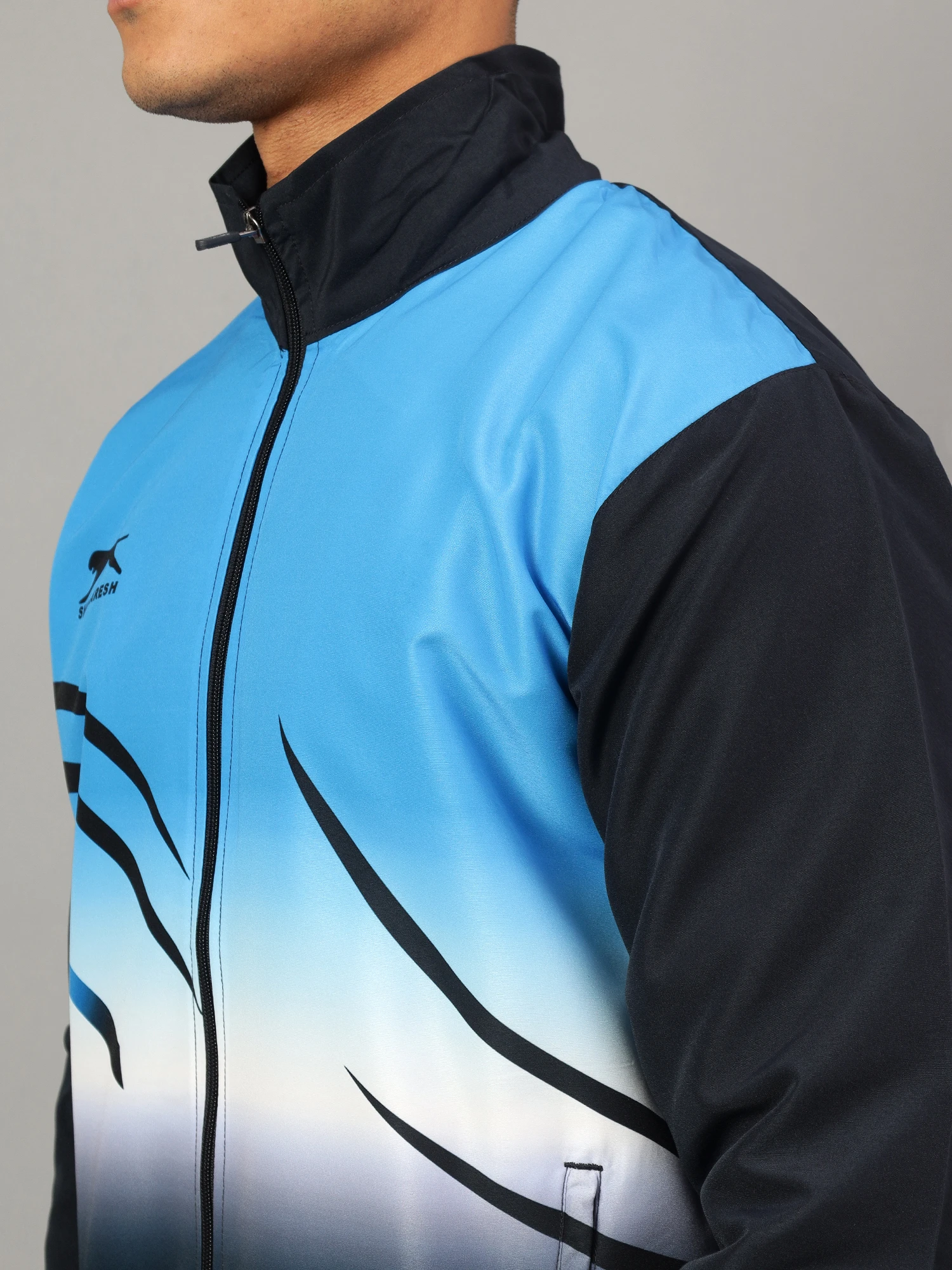 Shiv Naresh Navy Cyan & White Sublimated Fit Brust Tracksuit