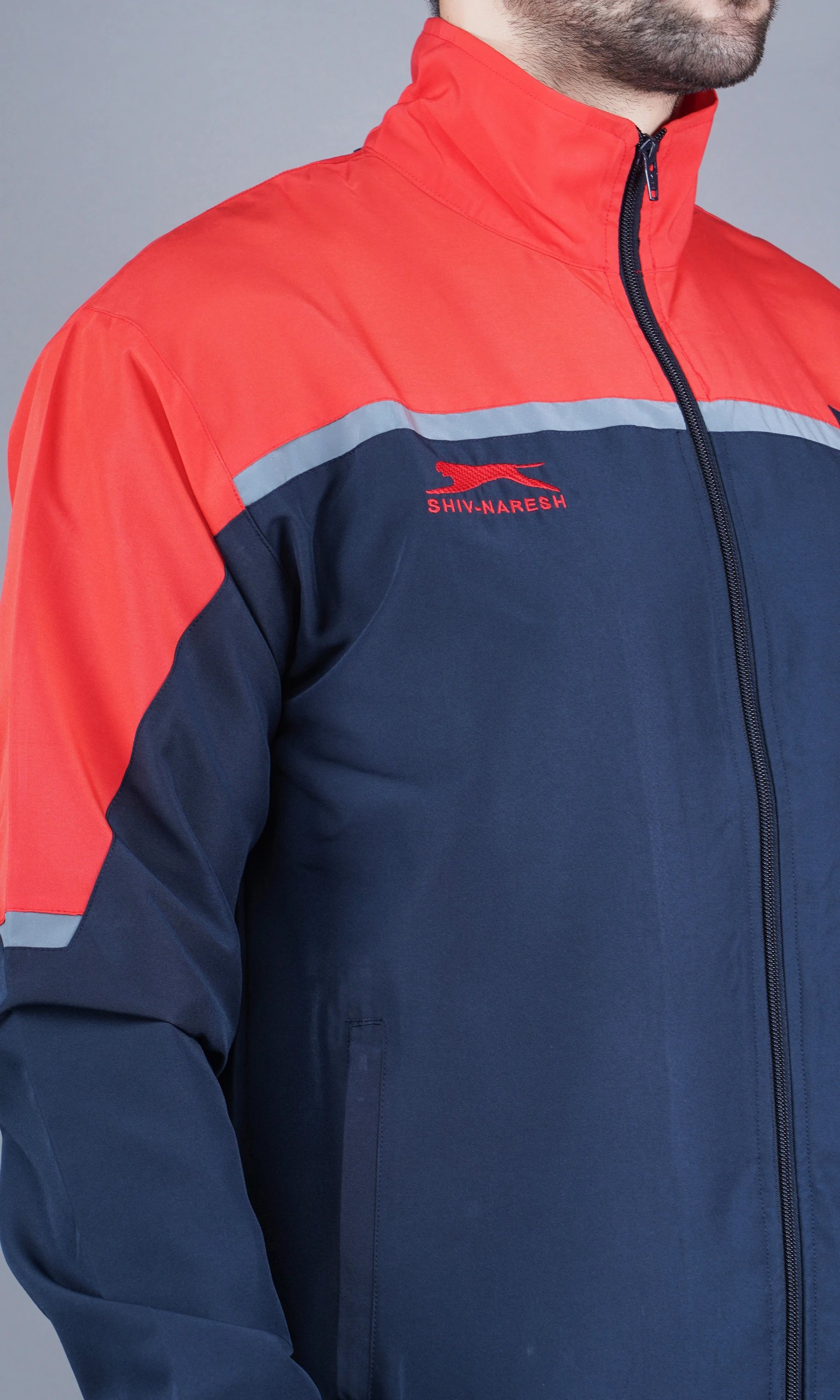 Men's navy red active tracksuit set