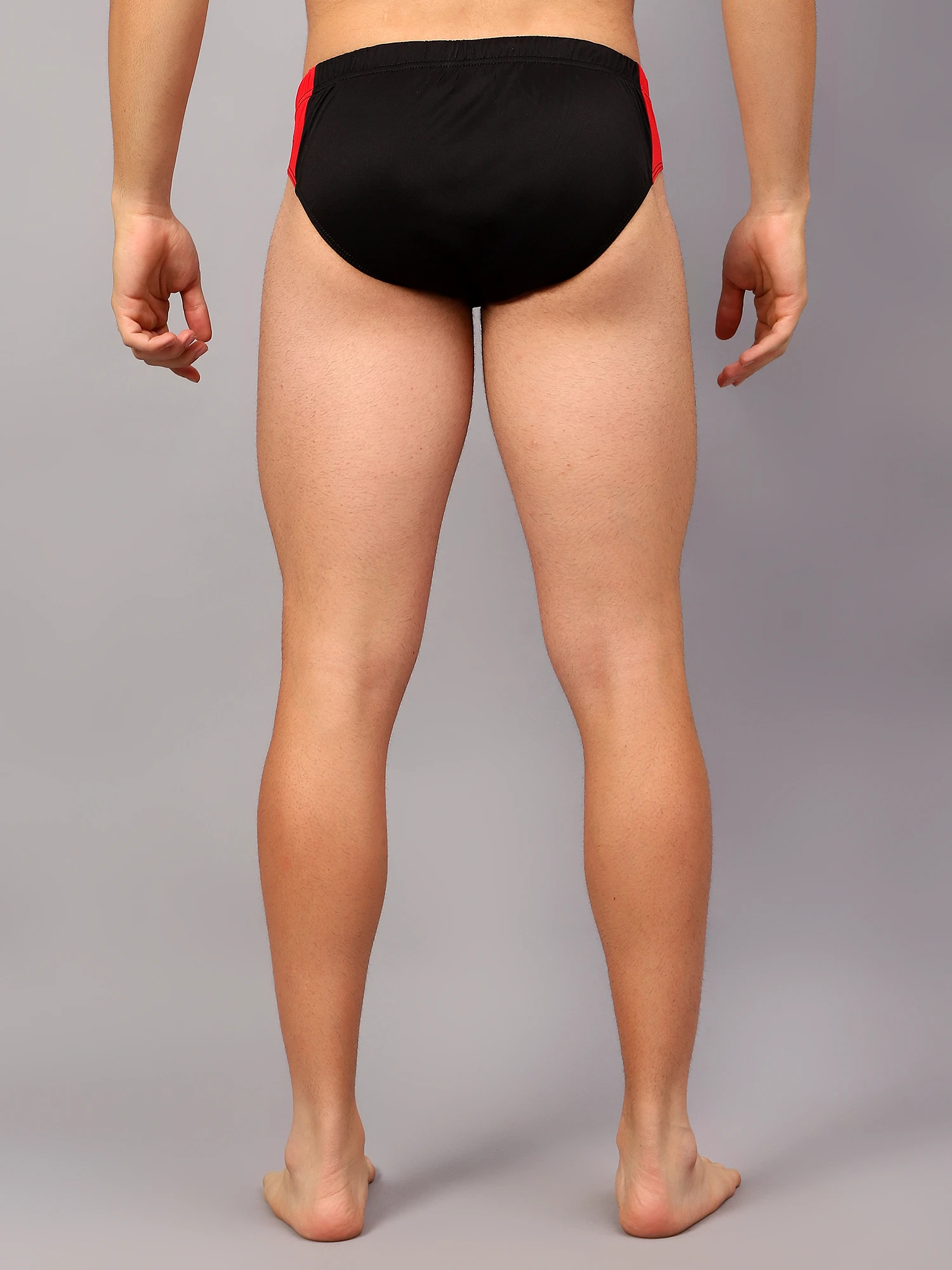 Men's Black Red Swimming Costume by Shiv Naresh