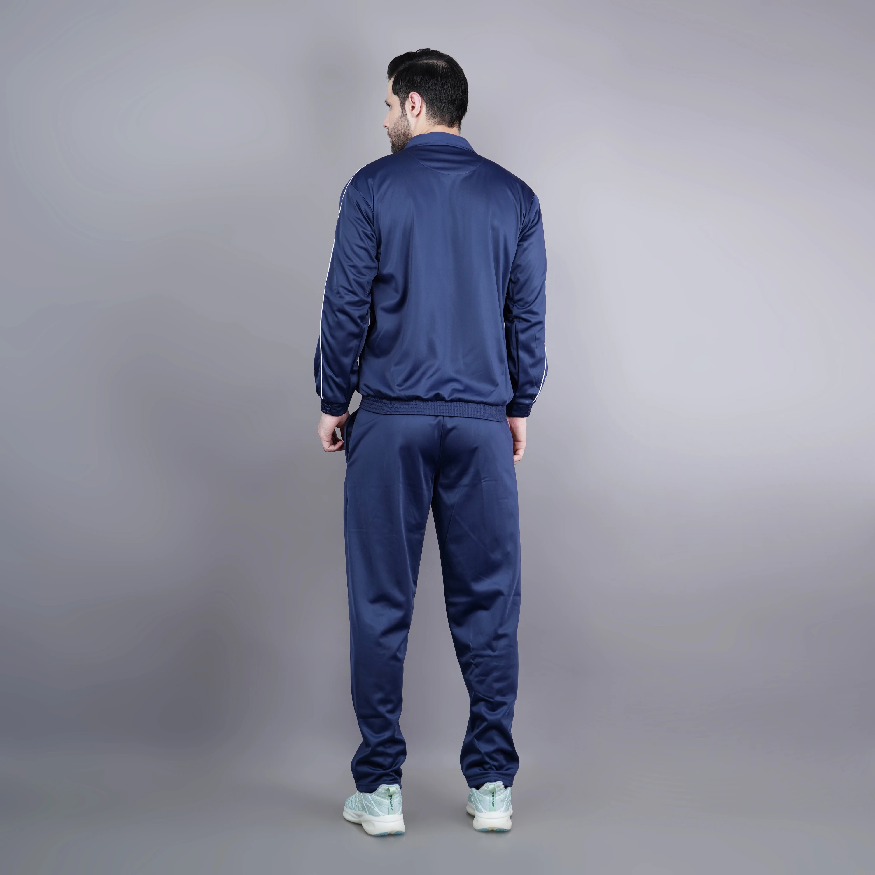 Trenz Poly Navy Cyan Blue & White Tracksuit for men