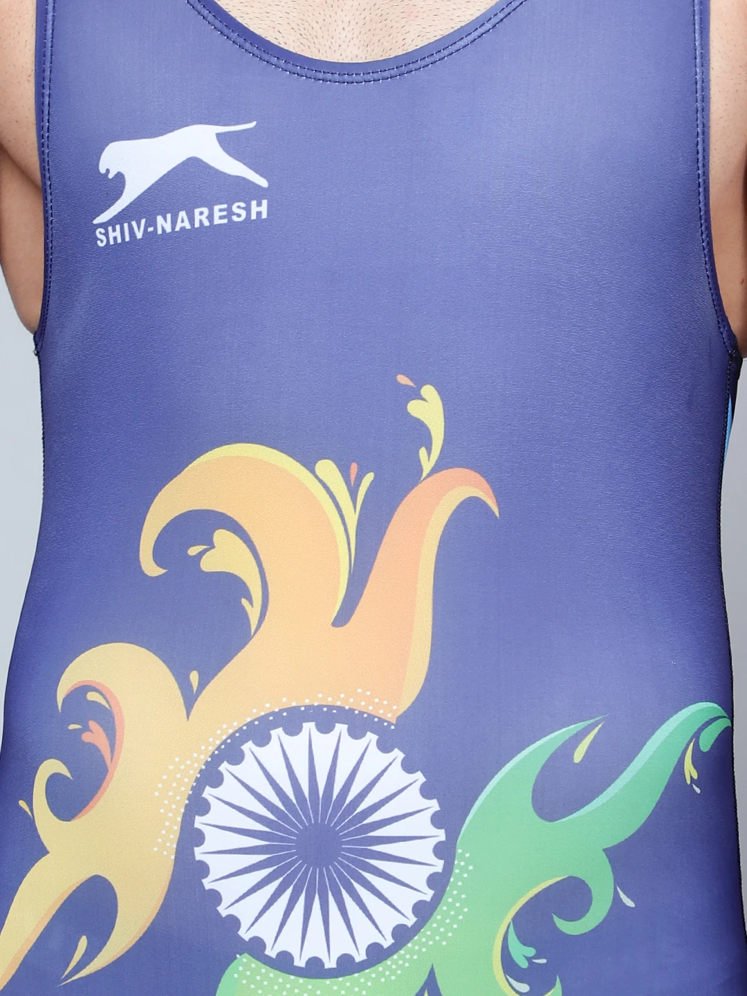 Wrestling singlet Navy/Cyan Blue for men by Shiv Naresh
