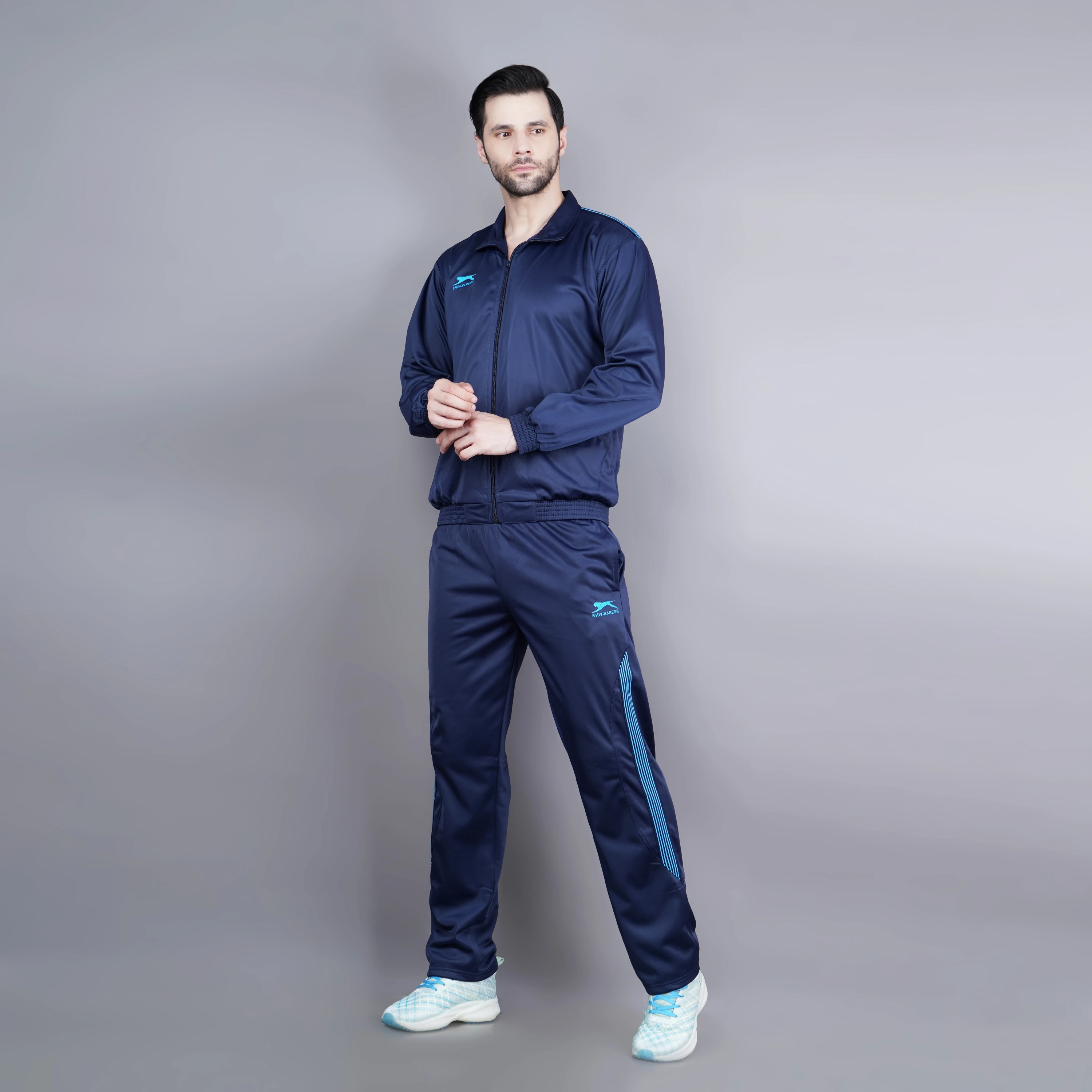 Men’s Classic Navy Cyan Blue Tracksuit Shiv Naresh