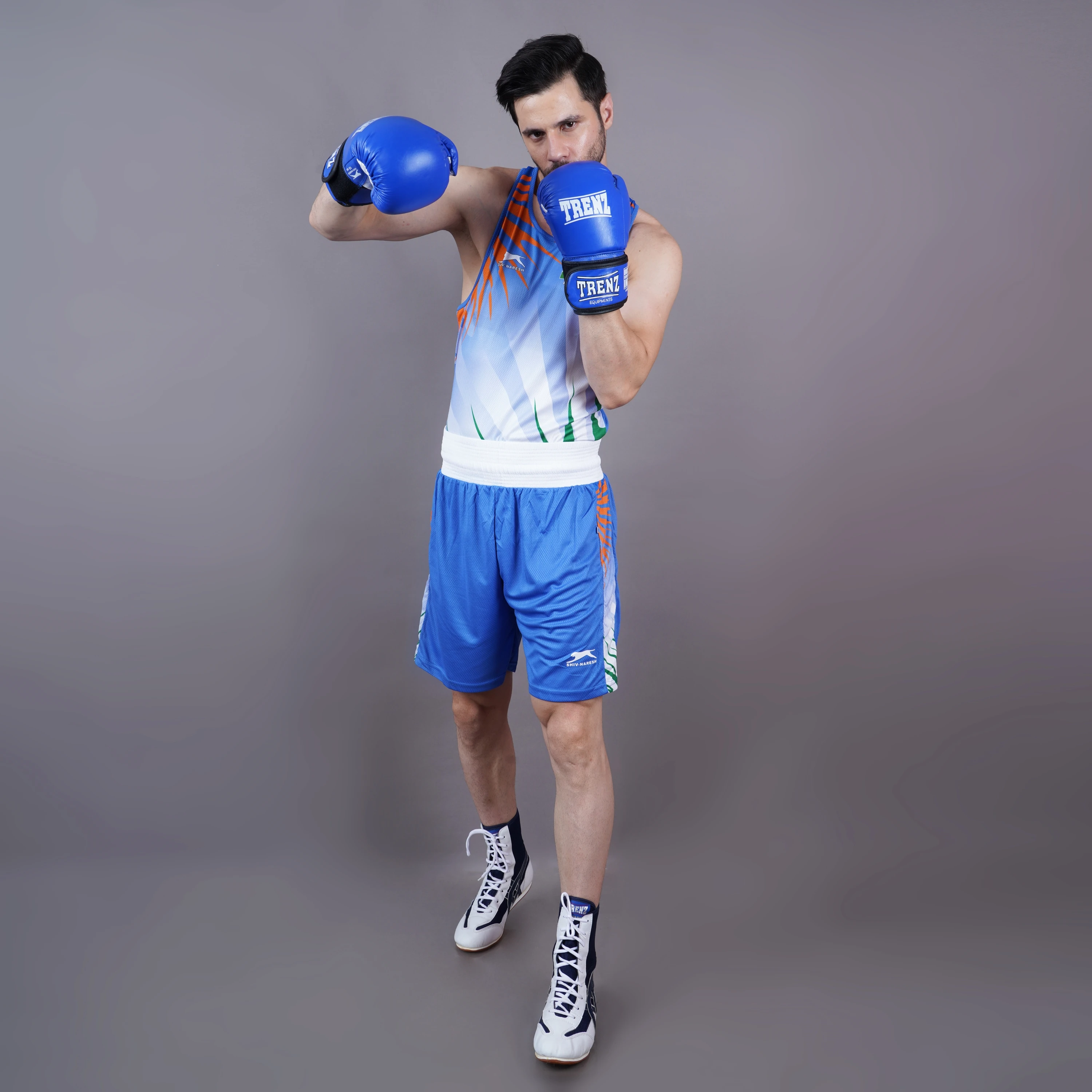 Shiv Naresh Tricolor Warrior Boxing Set Royal Blue for Men