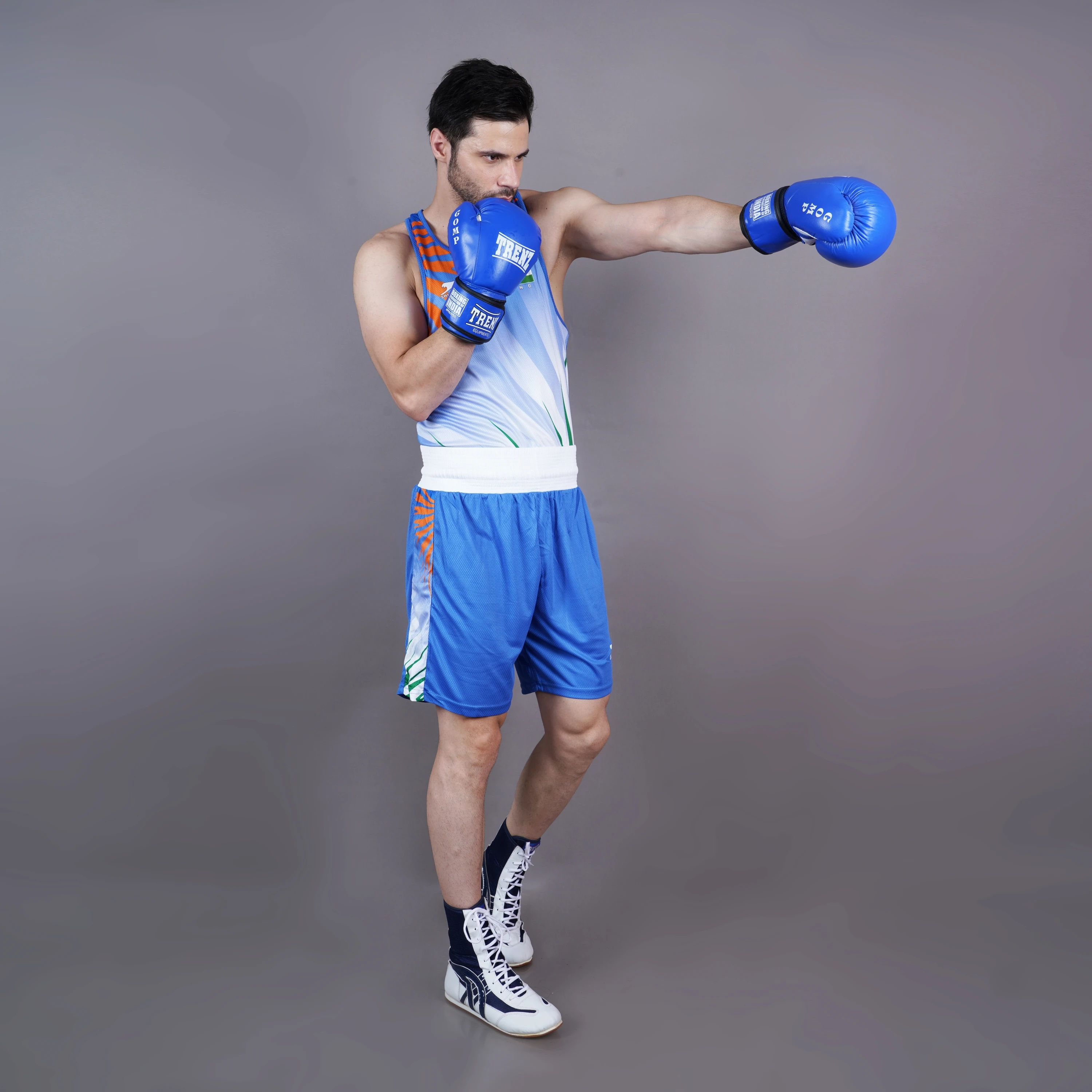 Shiv Naresh Tricolor Warrior Boxing Set Royal Blue for Men