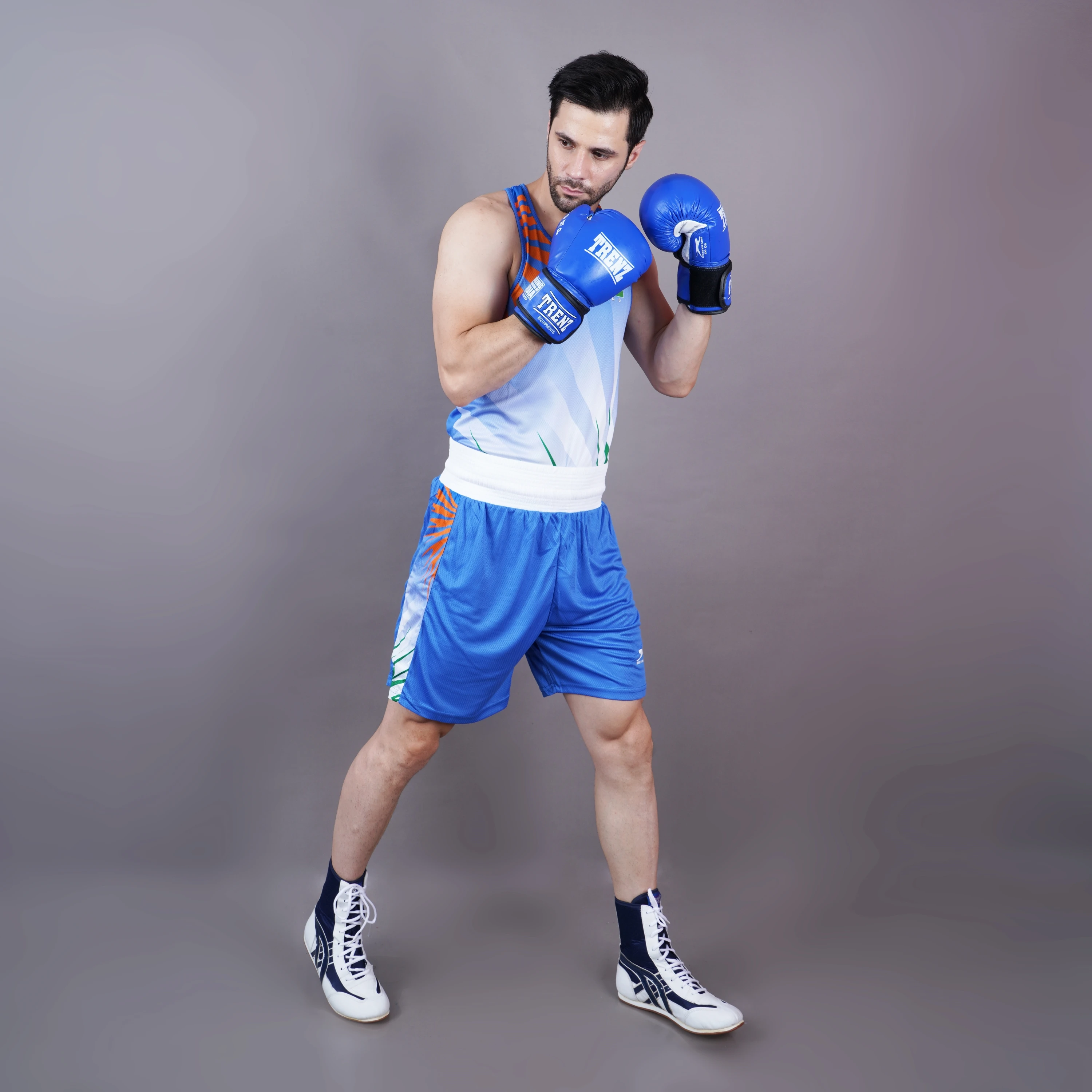 Shiv Naresh Tricolor Warrior Boxing Set Royal Blue for Men