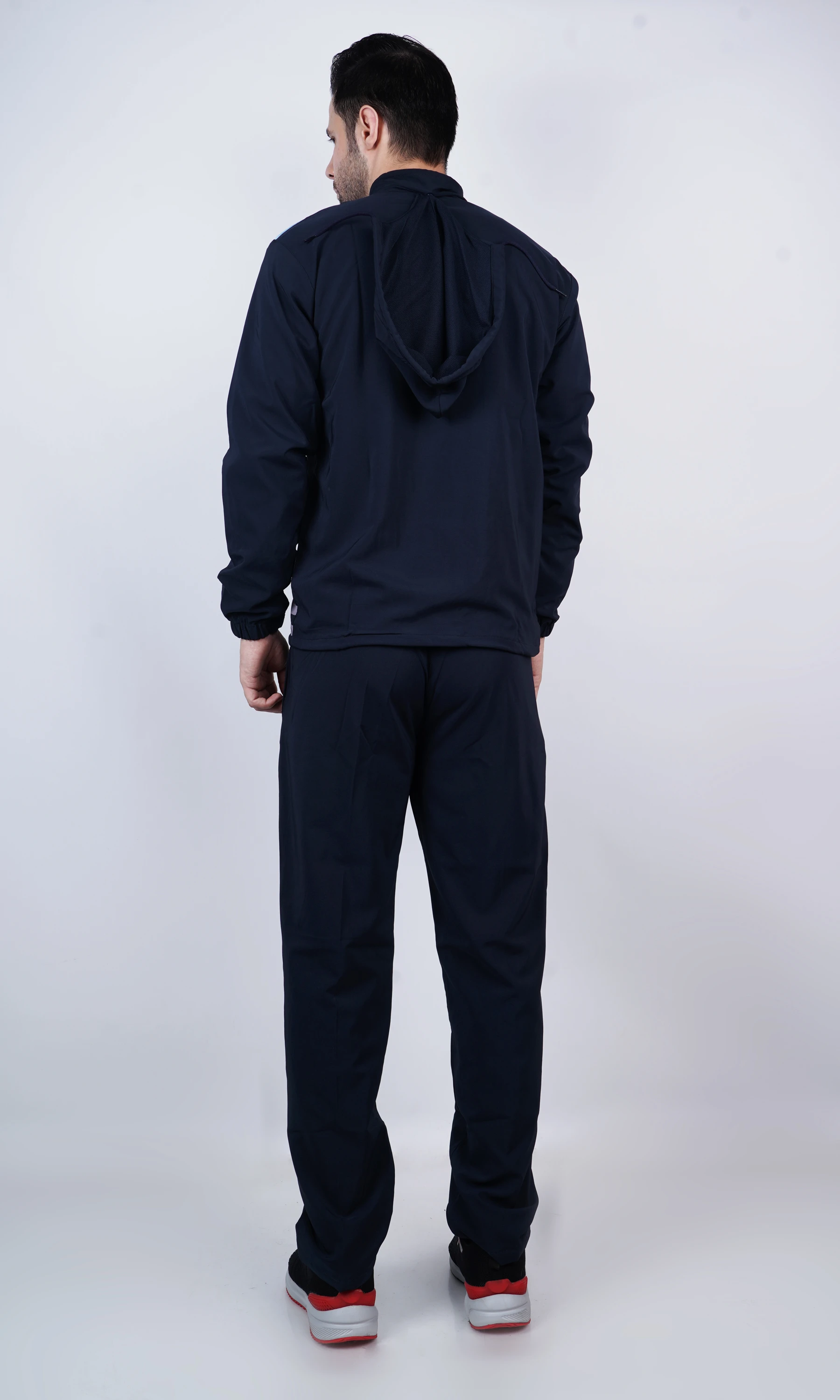 Men's navy blue & white running track suit